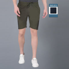 Force NXT Super Combed Cotton Mens Pack of 2 Solid Shorts