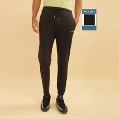 Force NXT Super Combed Cotton Mens Pack of 2 Solid Track Pant