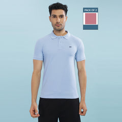 Force NXT Super Combed Cotton Mens Pack Of 2 Collared Polo Solid T-Shirt