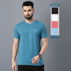 Force NXT Super Combed Cotton Mens Round Neck Pack of 5 Solid T-Shirt