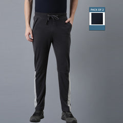 Force NXT Super Combed Cotton Mens Pack of 2 Solid Track Pant