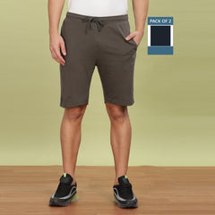 Force NXT Super Combed Cotton Mens Pack of 2 Solid Shorts