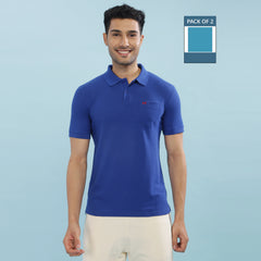 Force NXT Super Combed Cotton Mens Pack Of 2 Collared Polo Solid T-Shirt