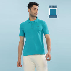 Force NXT Super Combed Cotton Mens Pack Of 2 Collared Polo Solid T-Shirt