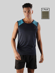 Anti Viral Anti Odour Cool Mens Pack Of 2 Sports Muscle T-Shirt