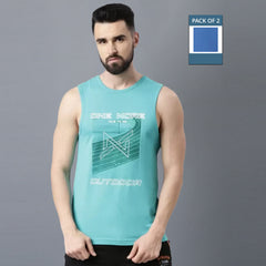 Force NXT Super Combed Cotton Mens Pack of 2 Printed Muscle Tee