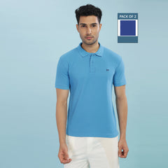 Force NXT Super Combed Cotton Mens Pack Of 2 Collared Polo Solid T-Shirt
