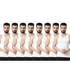 Super Combed Cotton Mens Pack Of 8 White Vest