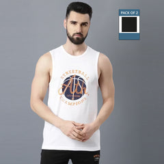 Force NXT Super Combed Cotton Mens Pack of 2 Printed Muscle Tee