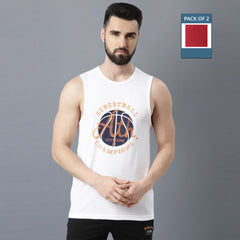 Force NXT Super Combed Cotton Mens Pack of 2 Printed Muscle Tee
