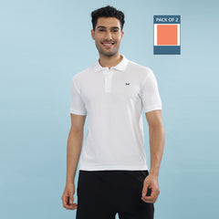 Force NXT Super Combed Cotton Mens Pack Of 2 Collared Polo Solid T-Shirt