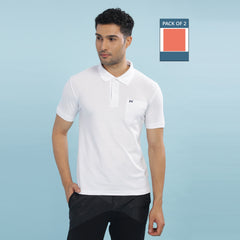 Force NXT Super Combed Cotton Mens Pack Of 2 Collared Polo Solid T-Shirt