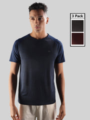 Anti Viral Anti Odour Cool Mens Round Neck Pack Of 3 Sports Printed T-Shirt