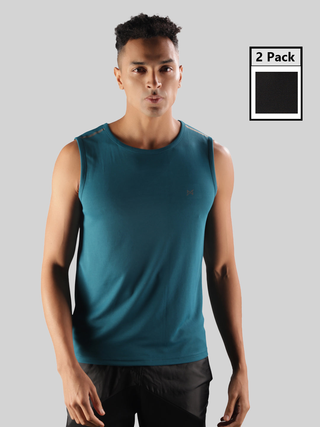 Anti Viral Anti Odour Cool Mens Pack Of 2 Sports Muscle T-Shirt