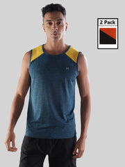 Anti Viral Anti Odour Cool Mens Pack Of 2 Sports Muscle T-Shirt