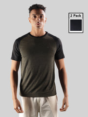 Anti Viral Anti Odour Cool Mens Round Neck Pack Of 2 Sports Printed T-Shirt