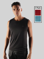 Anti Viral Anti Odour Cool Mens Pack Of 3 Sports Muscle T-Shirt