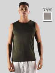 Anti Viral Anti Odour Cool Mens Pack Of 2 Sports Muscle T-Shirt
