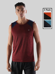 Anti Viral Anti Odour Cool Mens Pack Of 3 Sports Muscle T-Shirt